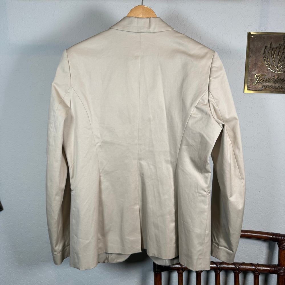 Stile Benetton Womens Beige Cotton Blend Two Button Tailored Blazer Jacket Sz 10 - Picture 8 of 10